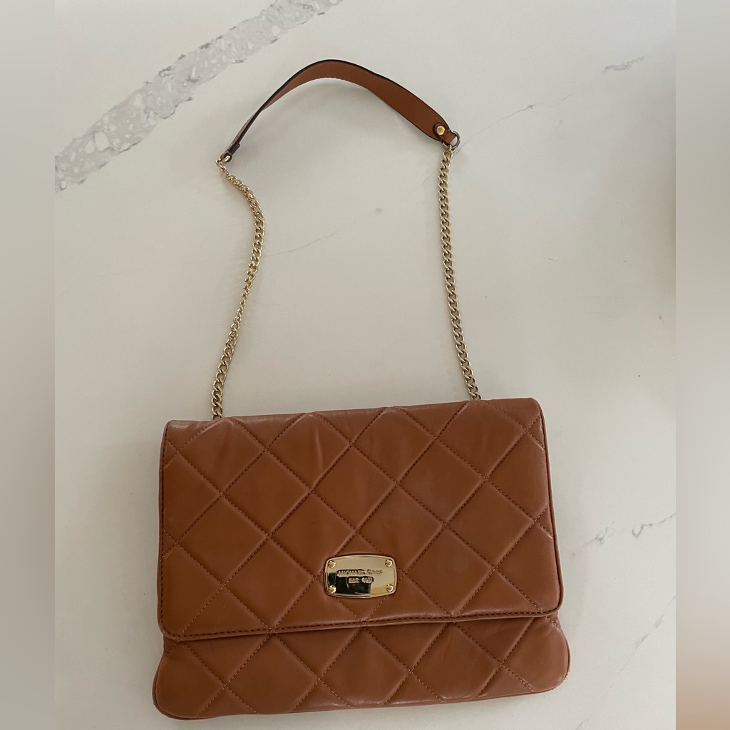 Michael Kors Brown Quilted Large Clutch / Shoulder Bag